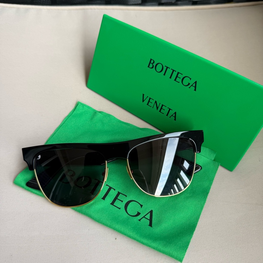 Bottega Veneta Black Sunglasses with Gold Details